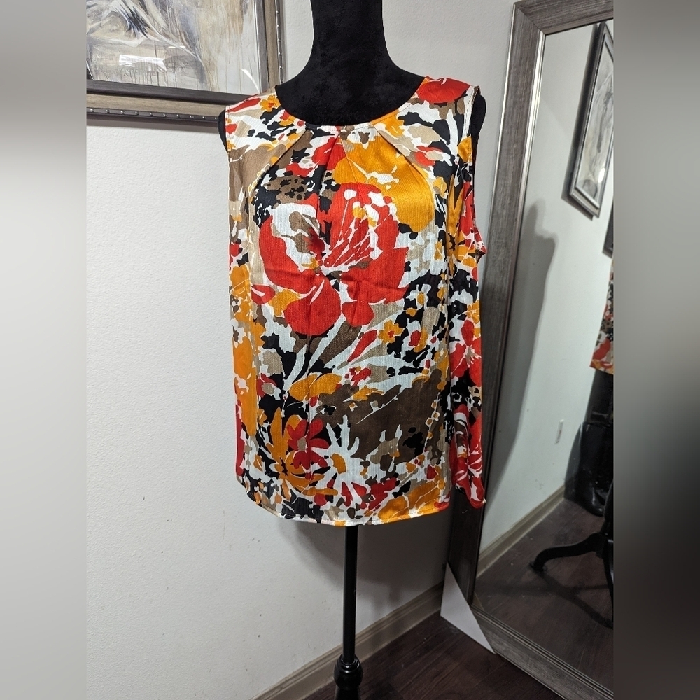 Kasper Separates Floral Multicolored Sleeveless Top